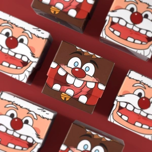 Boîtes Cadeaux de Noël en Papier Dessin Animé Père Noël Renne Pour Pomme Bonbons Boîtes en Carton Carrées Fournitures de Fête
