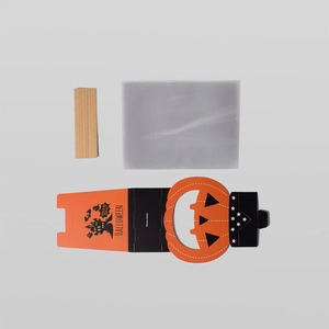 Halloween ghost pumpkin gift box set with transparent bags and wooden clips for treats