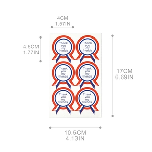 Détails des dimensions des autocollants de remerciement en forme de médaille sur planche