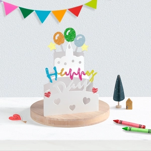 Biglietto di Auguri 3D Pop Up Bianco Taglio Laser Torta di Compleanno Castello Moschea Biglietti di Auguri per Festa di Compleanno Casa Ramadan Eid Mubarak
