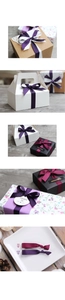Detail of purple and wine-red grosgrain ribbons tied on various elegant gift boxes
