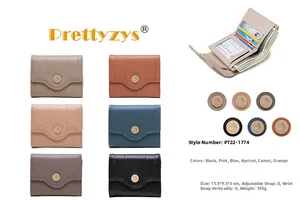 Internal layout of compact PU leather wallet with card slots and bill compartment
