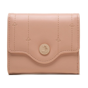 Women Short Wallet PU Leather Leaf Embroidery Folding Purse With Zipper Pocket Card Slots Small Elegant Student Handbag