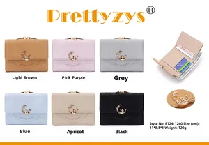 Detailed view of women's tri-fold wallet showing card slots and golden rabbit hardware