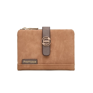 Detailansicht der Vintage Damen Geldbörse aus Leder mit Metallschnalle und Logo-Prägung