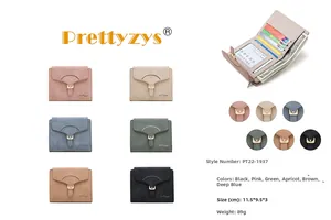 Dettagli del portafoglio trifold da donna in pelle opaca con sei colori e layout degli interni