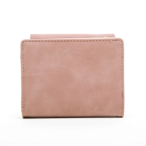 Dettagli del portafoglio corto da donna vintage in rosa cipria con cuciture di precisione
