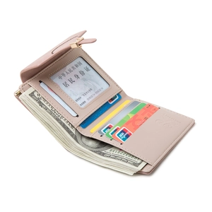 Portafoglio vintage donna rosa pastello con scomparti per carte e tasca con zip
