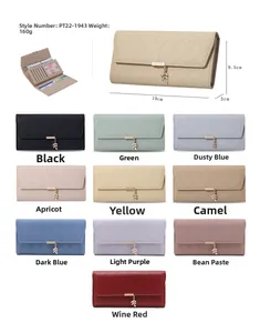 Internal layout detail of PU leather leaf-clasp wallet with card slots and dimensions