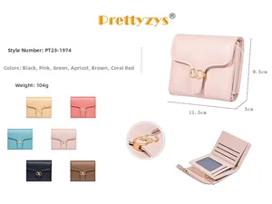 Detailed interior and dimensions of the women's trifold PU leather wallet