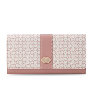 Elegant Floral Clover Pattern Women's Long Wallet Faux Leather Clutch Purse With Metal Twist Lock Multi-Card Slot Organizer