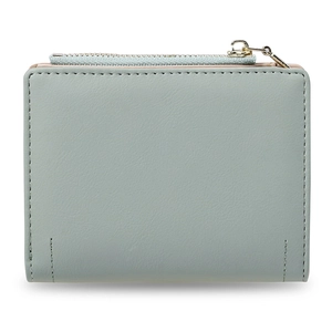Portafoglio minimalista in pelle PU verde menta con trama litchi e zip dorata