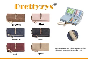 Detailed interior view and six color options of this vintage matte leather long wallet