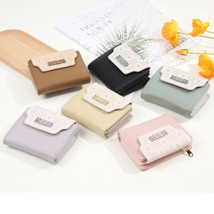 Three-fold women's floral wallet in multiple colors made of premium matte PU leather