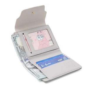 Minimalist short PU leather wallet for women featuring snap closure and multi-card slots