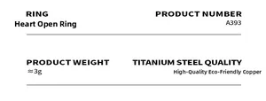 Specifications for heart-shaped copper ring showing weight of 3g and model A393 details
