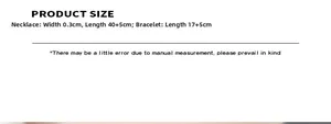 Size chart for hip hop gold plated titanium necklace 40+5cm and bracelet 17+5cm