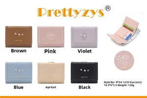 Detail view of tri-fold wallets featuring daisy embroidery and internal card slot structure