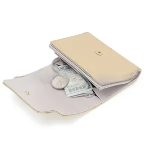 Detailed interior of tri-fold wallet showing card slots and money compartment