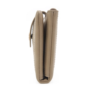 Sleek khaki PU leather clutch with multi-layer folding structure and neat stitching