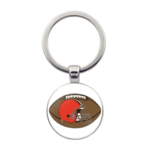 American Football Rugby Keychain Zinc Alloy Glass Round Pendant Sports Accessories For Football Fans Unisex Gift