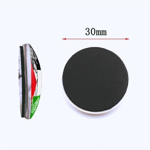 30mm Palestine flag round crystal fridge magnet with strong magnetic black backing