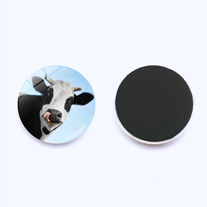 25mm glass refrigerator magnet featuring a cow pattern with a strong magnetic back