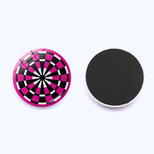 Colorful dartboard glass fridge magnet with 25mm crystal surface and strong magnetic backing