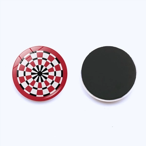 30mm colorful dartboard crystal glass fridge magnet with soft magnetic backing