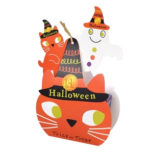 Boîtes de bonbons d'Halloween avec chat et fantôme pour emballage de cadeaux