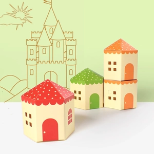 Scatole regalo in carta a forma di castello fiabesco per biscotti e feste di compleanno bimbi