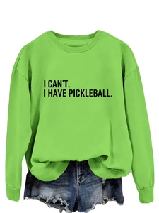 Detail des neongrünen Pickleball-Sweatshirts mit Rippbündchen und Buchstabendruck