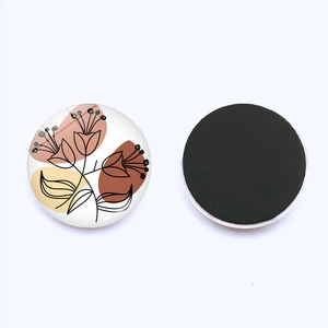 Artistic floral line art glass refrigerator magnets with strong round magnetic backing