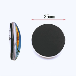 Sunflower crystal glass refrigerator magnet with 25mm diameter and round magnetic back