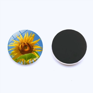 Sunflower crystal glass refrigerator magnet with 25mm magnetic base for home decor