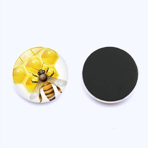 30mm crystal glass bee fridge magnets with strong round magnetic backing for home decor