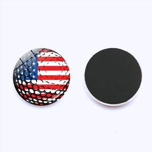 USA flag golf ball glass refrigerator magnet with flexible magnetic backing for home decor