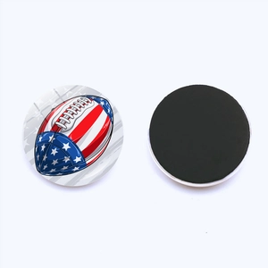 American football US flag crystal glass fridge magnet with round magnetic backing
