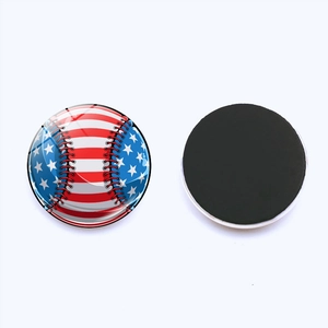 American flag baseball pattern crystal glass fridge magnets with 25mm magnetic back