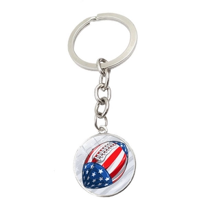 Portachiavi con football americano e bandiera USA in metallo lucido e resistente