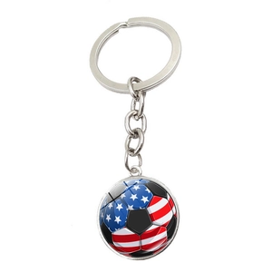 Portachiavi Sportivo Bandiera USA Metallo Lega di Zinco Pallacanestro Calcio Baseball Rugby Golf Ciondolo Regalo Per Fan