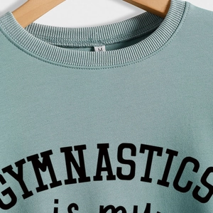 Women Casual Round Neck Long Sleeve Sweatshirt Gymnastics Is My Favorite Season Letter Print Loose Cotton Blend Top