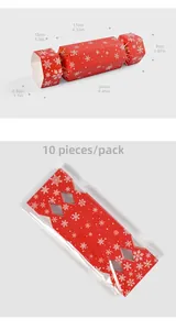 Detail of red snowflake candy-shaped gift boxes in pack of 10 for wedding or Christmas