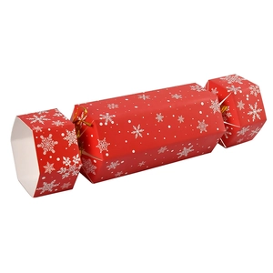 Red candy-shaped wedding gift boxes with white snowflake patterns in a 10-piece pack