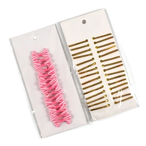 Set van 10 roze gestreepte polyester strikken met gouden bindstrips voor verpakkingen