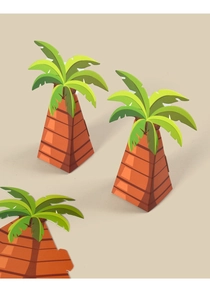 Detailed view of palm tree shaped gift boxes for Middle Eastern party favors