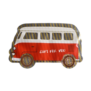 Creative pink vintage mini bus shaped candy gift bag with zipper seal and stripes