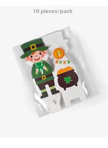 Détail de 10 inserts en papier St Patrick avec Leprechaun et pièces d'or en sachet