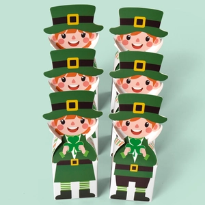 Lot de 6 boîtes à bonbons Saint-Patrick avec motifs de leprechaun et trèfle