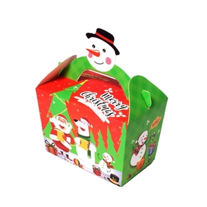 Christmas gift boxes with Santa, polar bear, and snowman illustrations for holiday packaging